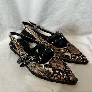 No Boundaries Black and Brown Snake Print Flats